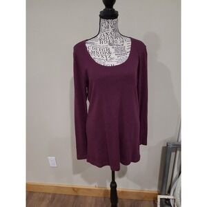 Bryn Walker Scoop Neck long Sleeve Knit Tunic‎  Top burgandy Women SZ M capsule